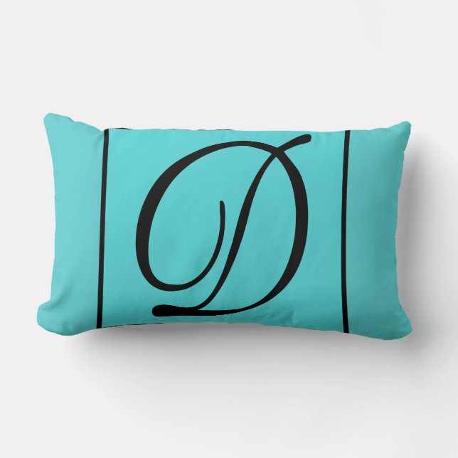 D - The Letter D on Turquoise Background Lumbar Pillow (Front)