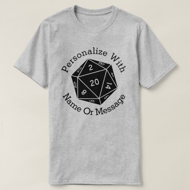 D Twenty 20 Sided Dice T-Shirt (Design Front)
