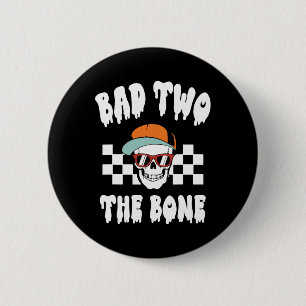 D Two The Bone Funny 2nd Birthday Halloween Skelet Button