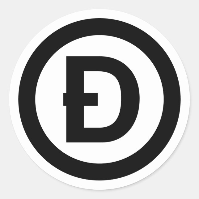 D with a Slash Dogecoin Round Sticker (Front)