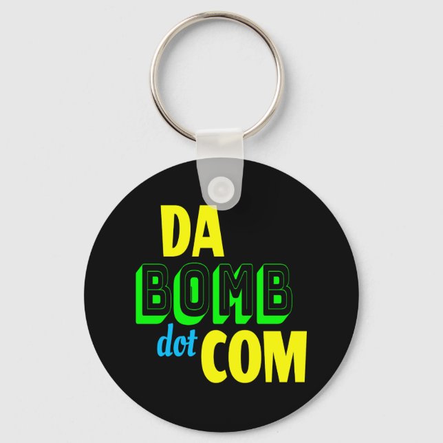 Da Bomb dot com Novelty Funny Retro 90s Keychain (Front)