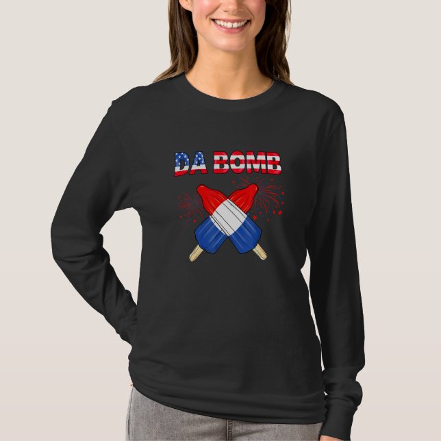 Da Bomb Patriotic Popsicles 4th Of July Summer Pop T-Shirt (Front)