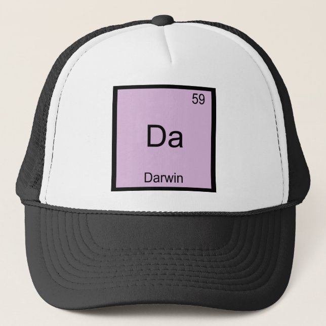 Da - Darwin Funny Chemistry Element Symbol Tee Trucker Hat (Front)