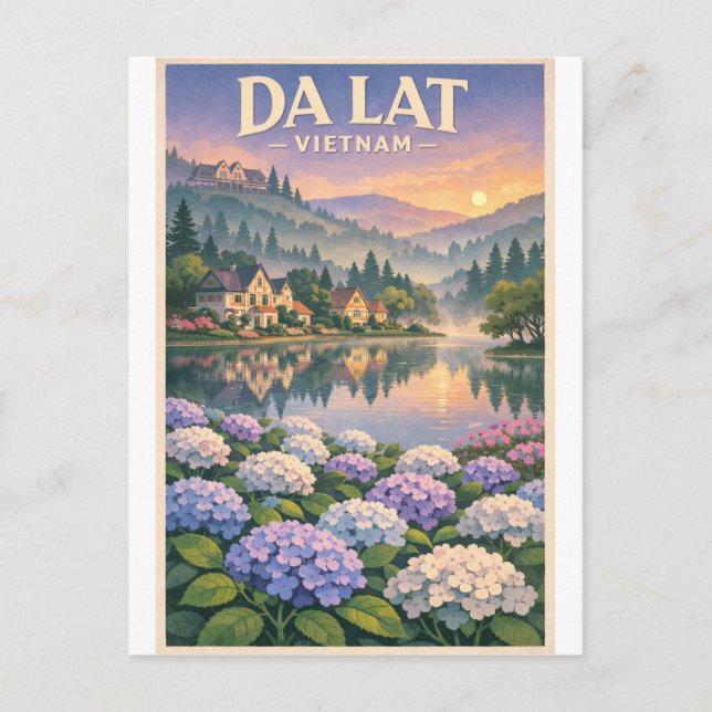 Da Lat city, Vietnam, in a classic retro  Postcard (Front)