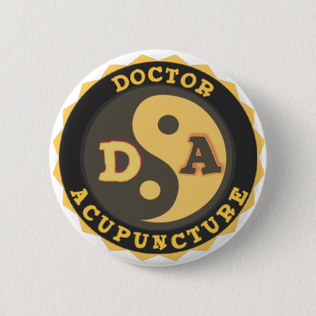 DA LOGO YIN YANG LOTUS FLOWER DOCTOR ACUPUNCTURE BUTTON (Front)