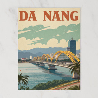 Da Nang Dragon Bridge in Stylized Art Postcard