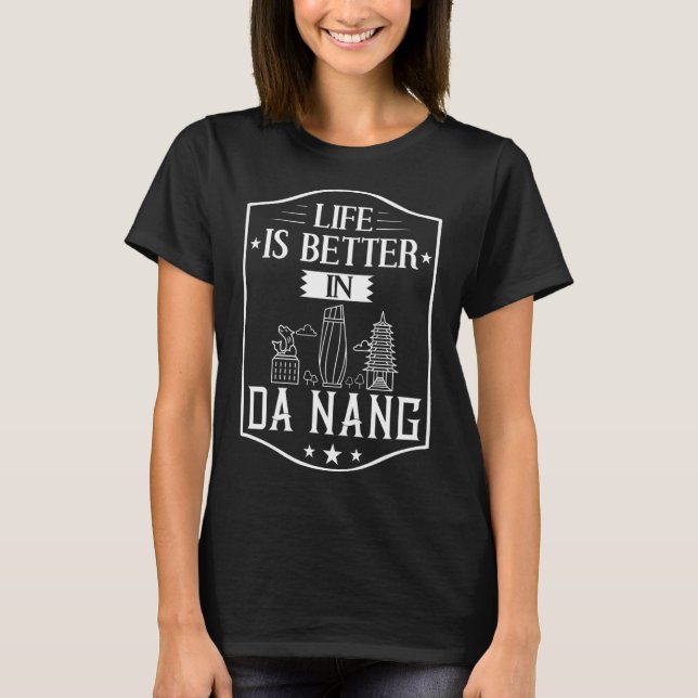 Da Nang Vietnam City Skyline Map Travel T-Shirt (Front)
