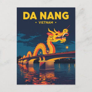 Da Nang Vietnam Dragon Bridge Vintage Travel Postcard