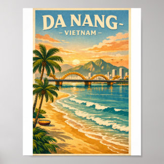 da nang vietnam retro travel 2026 poster
