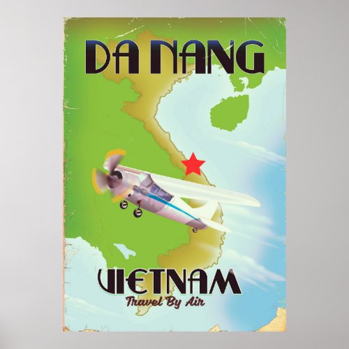 Da Nang Vietnam vintage travel poster