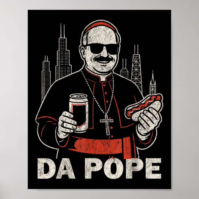 Da Pope From America Chicago Pope Leo Xiv Funny Vi Poster (Front)