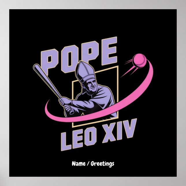 Da Pope Leo XIV Baseball Design Faith Meets Field Poster (Front)