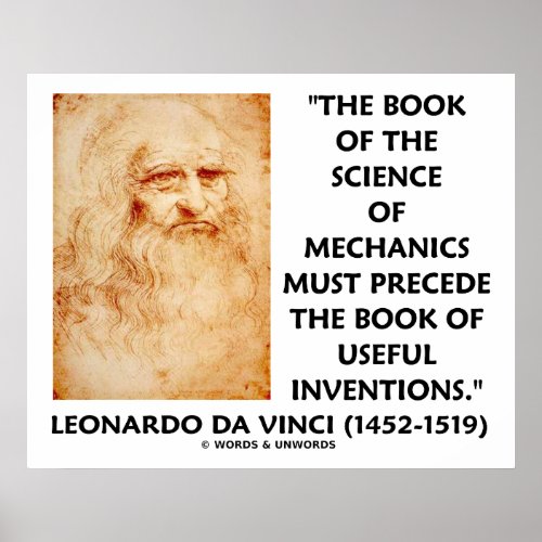 da Vinci Book Of The Science Of Mechanics Precede Poster