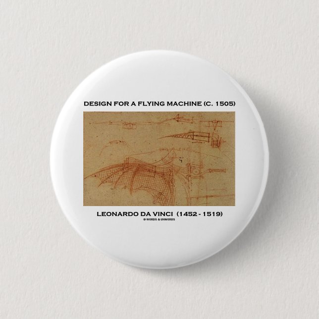 Da Vinci Design For A Flying Machine Button (Front)