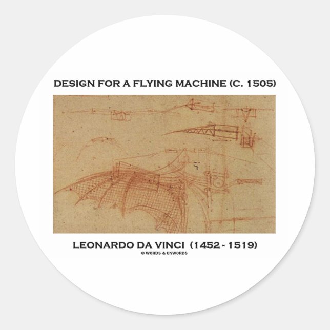 Da Vinci Design For A Flying Machine Classic Round Sticker (Front)