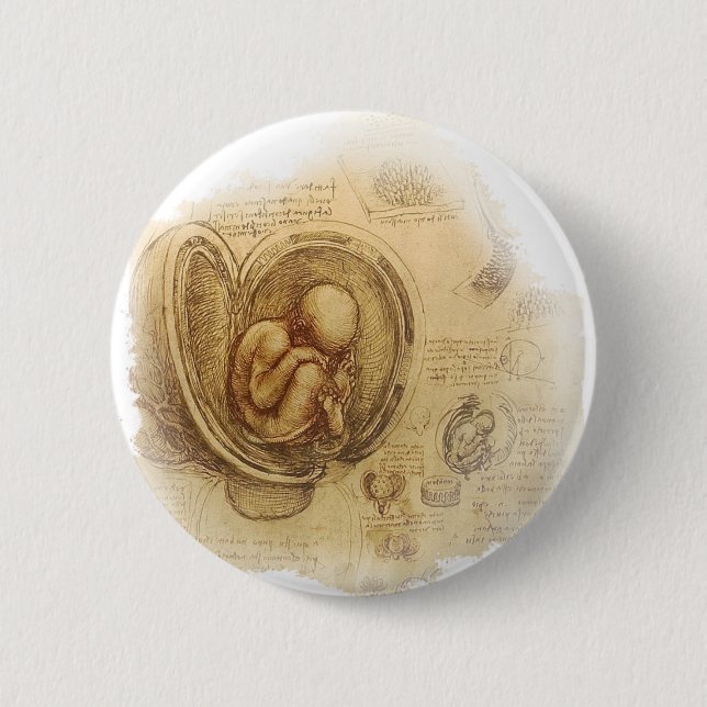 da Vinci - Embryo Sketch Pinback Button (Front)