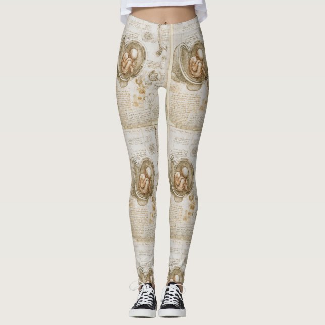 Da Vinci Fetus Drawings Leggings (Front)