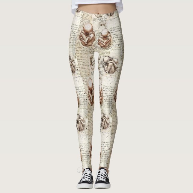 Da Vinci Fetus Drawings Leggings (Front)