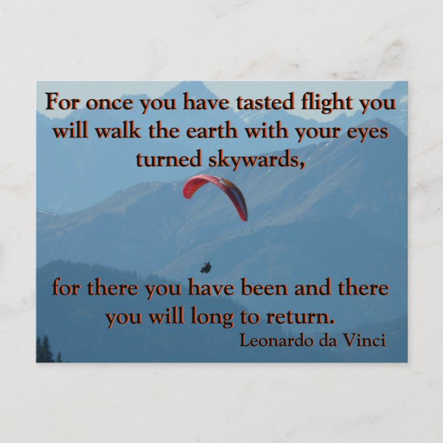 Da Vinci Flying Poem🚁✨ Budget Special  Postcard (Front)
