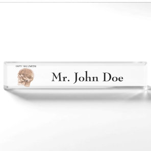 Da Vinci Halloween Science Anatomy Skull Print Desk Name Plate