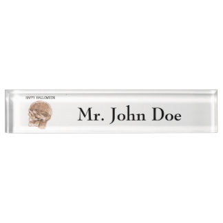 Da Vinci Halloween Science Anatomy Skull Print Desk Name Plate