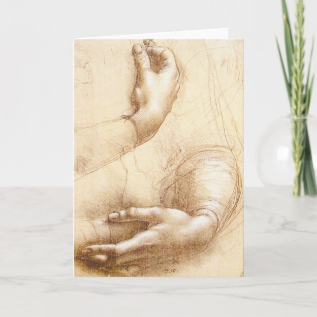 Da Vinci Hands Greeting Card (Front)