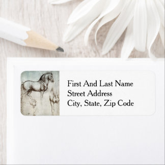 Da Vinci Horse Study Renaissance Sketch Fine Art Label