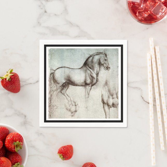 Da Vinci Horse Study Renaissance Sketch Fine Art Napkins (Insitu)