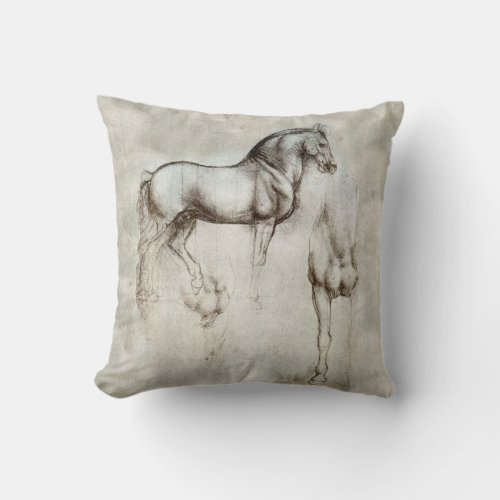 Da Vinci Horse Throw Pillow