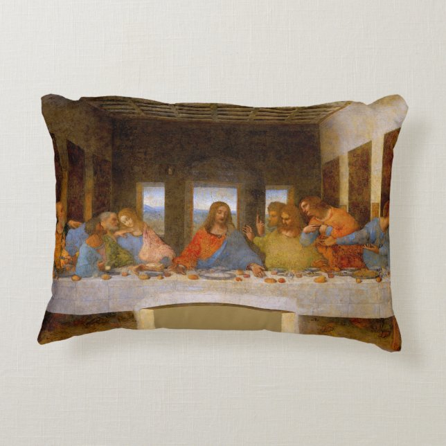 Da Vinci Last Supper Fine Art Classical Accent Pillow (Back)