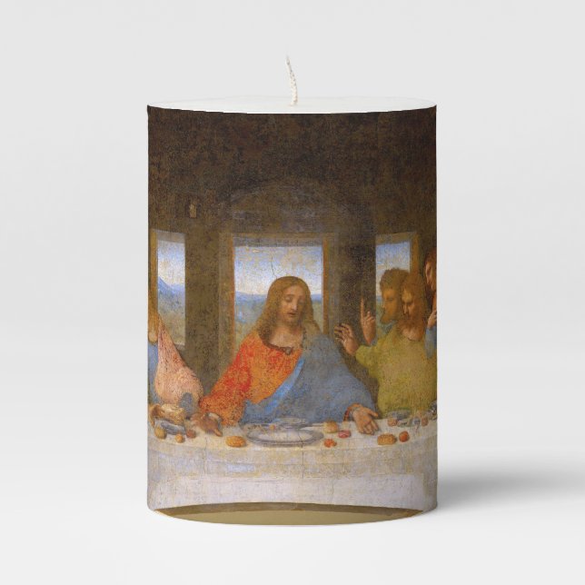 Da Vinci Last Supper Fine Art Classical Pillar Candle (Front)