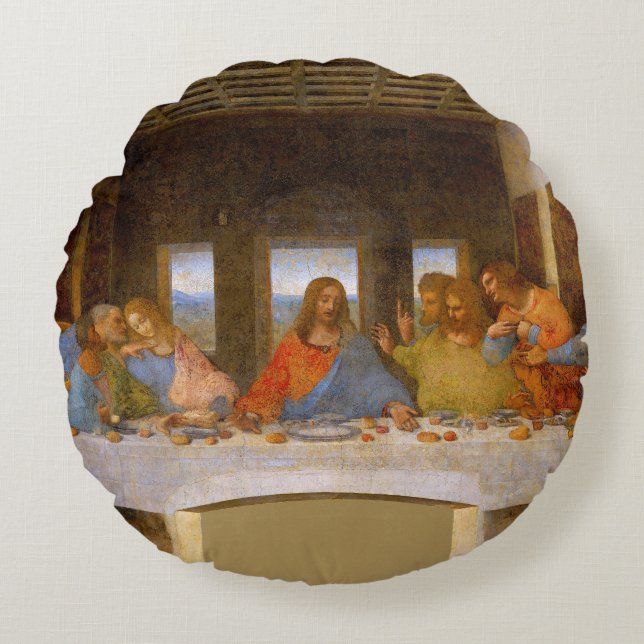 Da Vinci Last Supper Fine Art Classical Round Pillow (Front)
