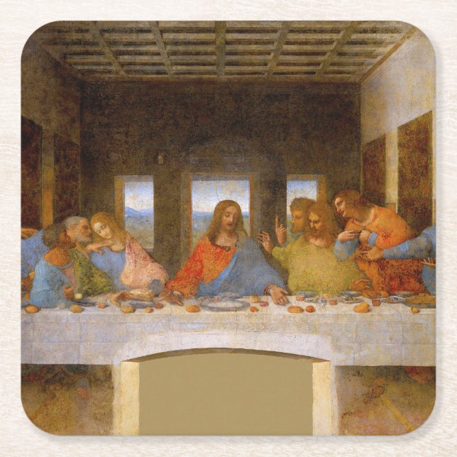 Da Vinci Last Supper Fine Art Classical Square Paper Coaster (Front)