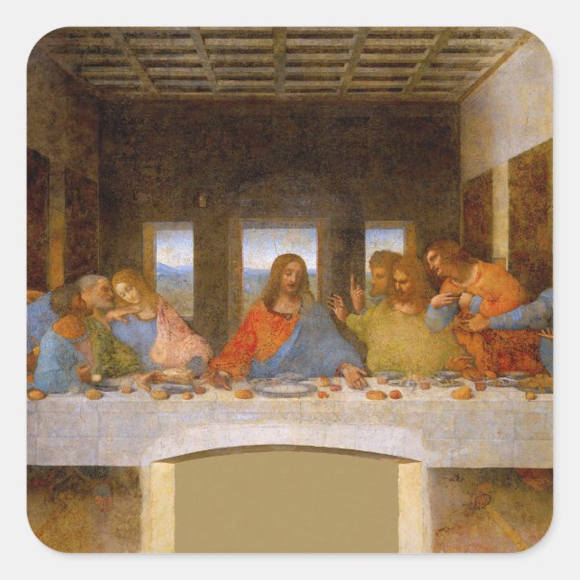 Da Vinci Last Supper Fine Art Classical Square Sticker (Front)