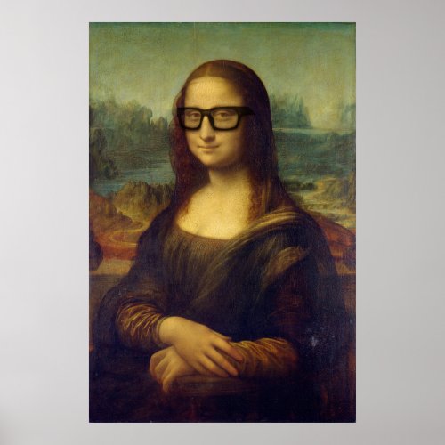 da Vinci Mona Lisa in Cool Hipster Glasses Art Poster