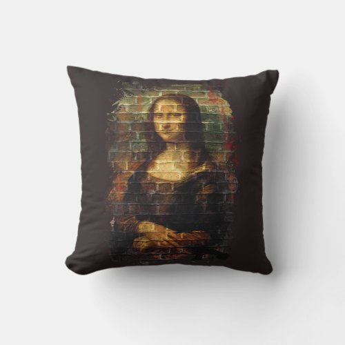 da Vinci Mona Lisa Street Art Throw Pillow