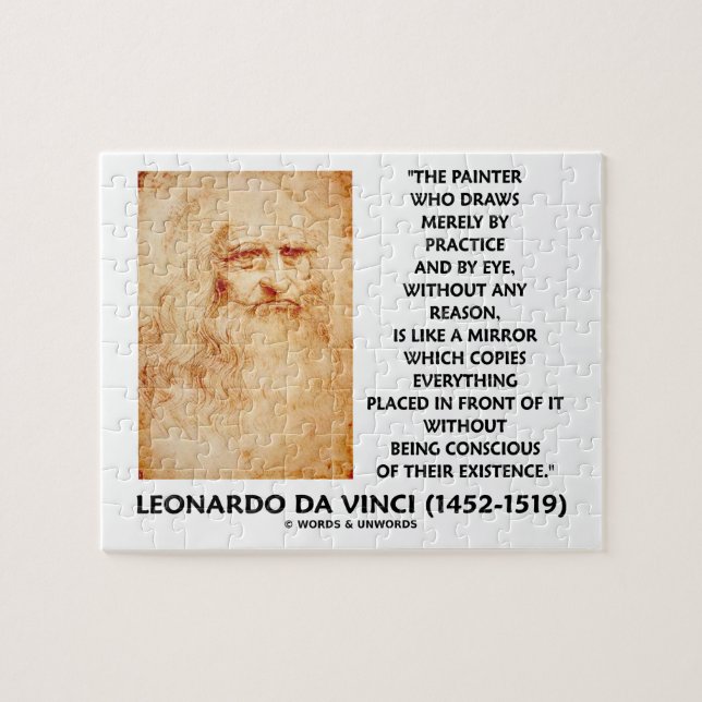 da Vinci Painter Practice Eye Reason Mirror Quote Jigsaw Puzzle (Horizontal)