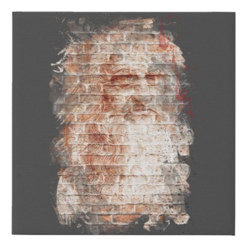 da Vinci Self Portrait on Brick Wall Faux Canvas Print