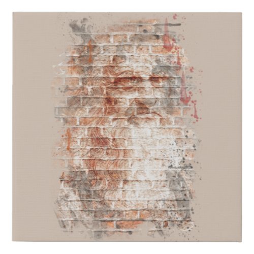 da Vinci Self Portrait on Brick Wall Faux Canvas Print