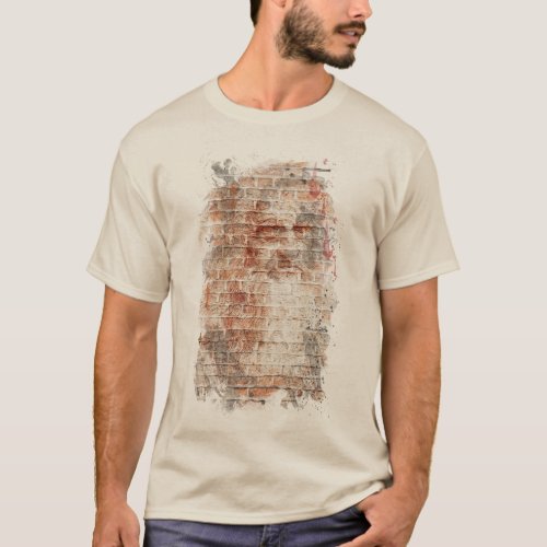 da Vinci Self Portrait on Brick Wall T_Shirt