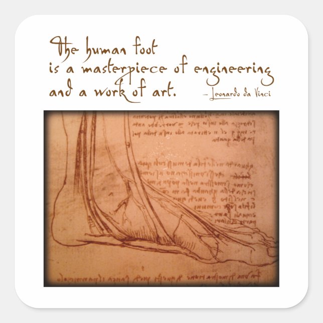 da Vinci: "The human foot is..." Square Sticker (Front)