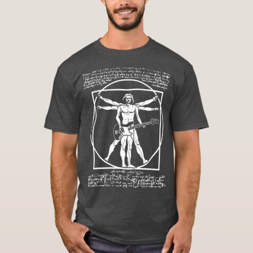 Da Vinci Vitruvian Man Bass Guitar Player  Bass T_Shirt