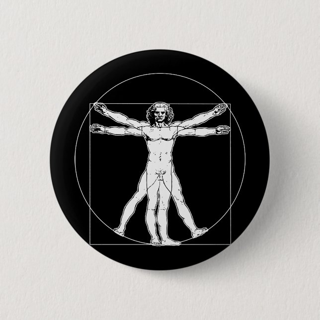 Da Vinci Vitruvian Man Button (Front)