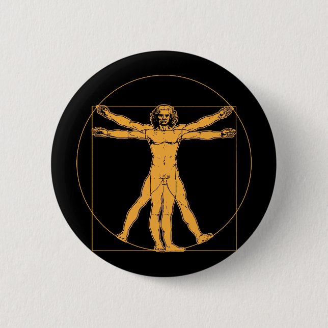 Da Vinci Vitruvian Man Button (Front)