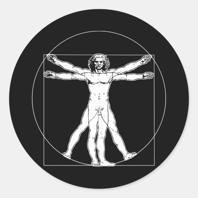 Da Vinci Vitruvian Man Classic Round Sticker (Front)