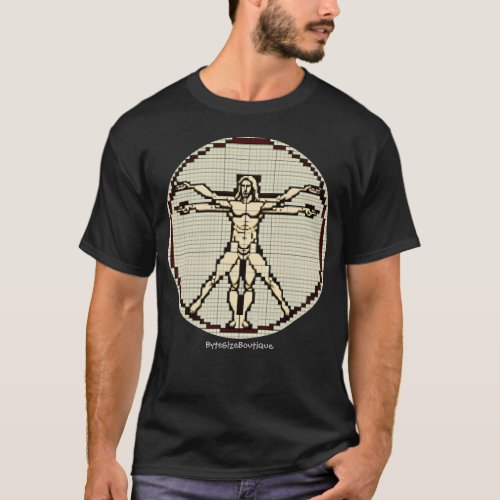 Da Vinci Vitruvian Man Custom Text Retro 8bit T_Shirt