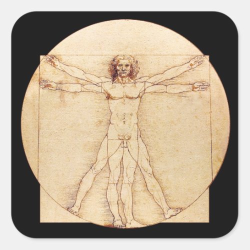 Da Vinci Vitruvian Man Square Sticker