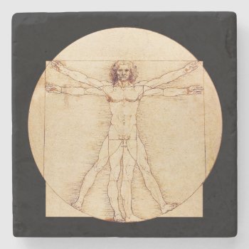 Da Vinci Vitruvian Man Stone Coaster by encore_arts at Zazzle
