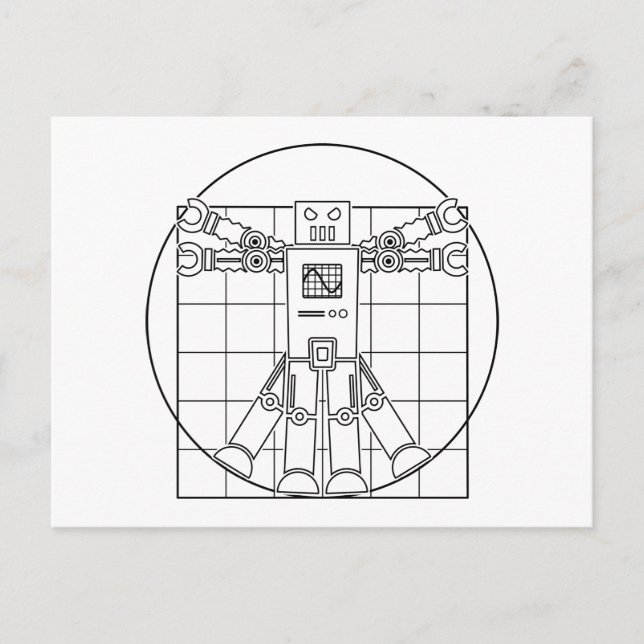 Da Vinci Vitruvian Robot Postcard (Front)