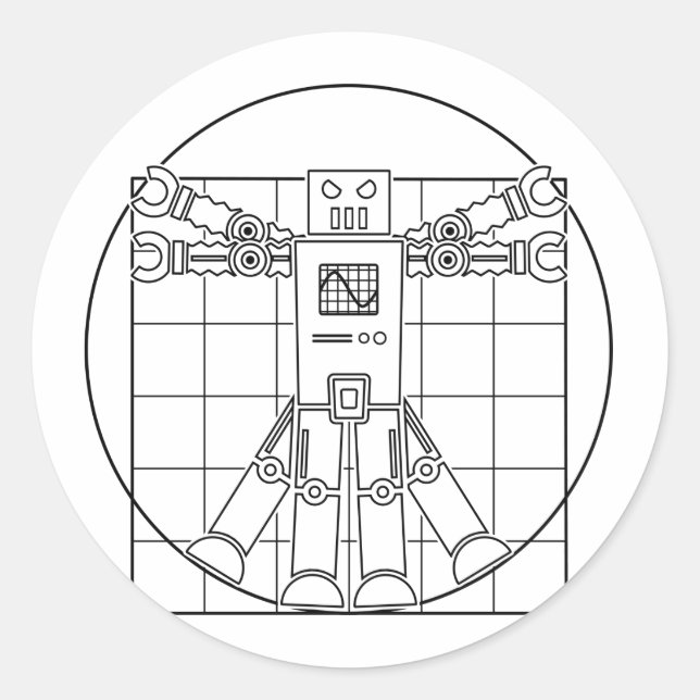 Da Vinci Vitruvian Robot Sticker (Front)